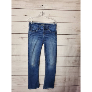 Silver Jeans Womens‎ Suki Mid Slim Boot Cut Blue Distressed Stretch Pockets 26